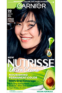 Blue Black Hair Color Nutrisse Ultra creme Nourishing permanent color Gray Coverage - Garnier